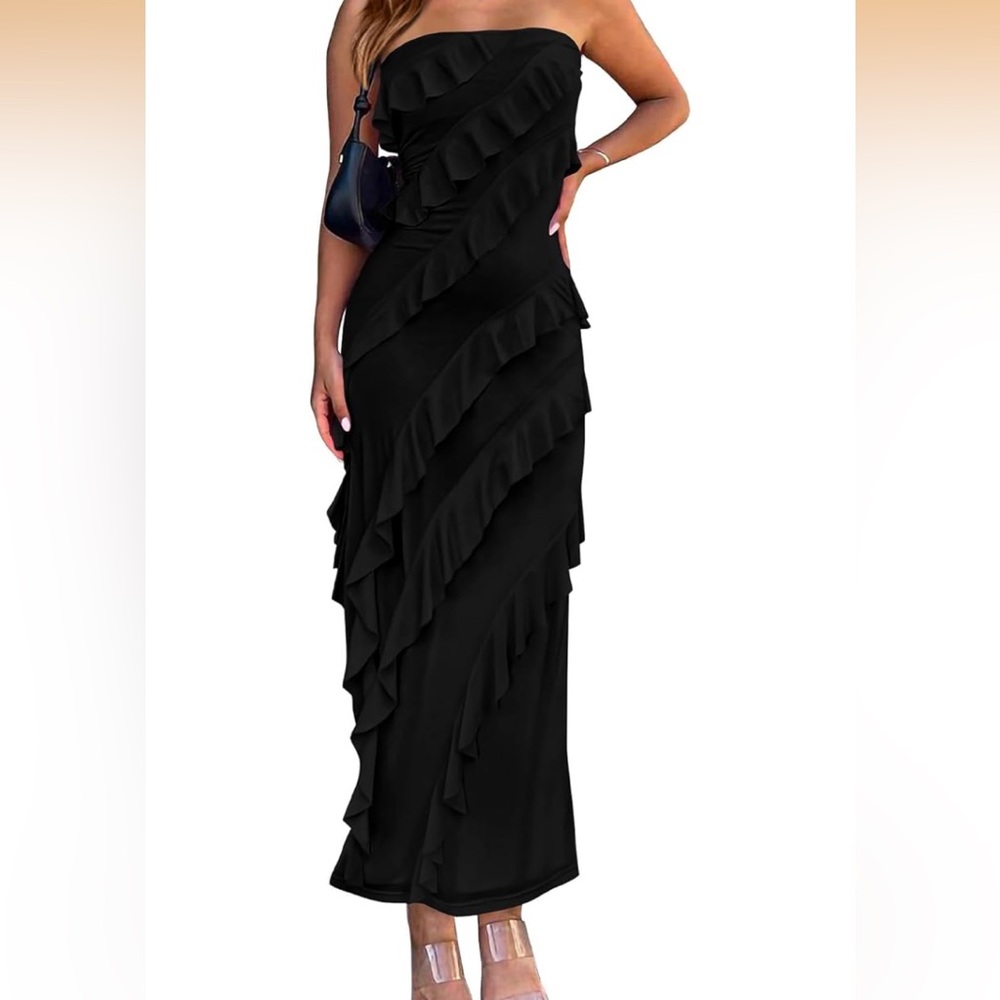 Black strapless dress